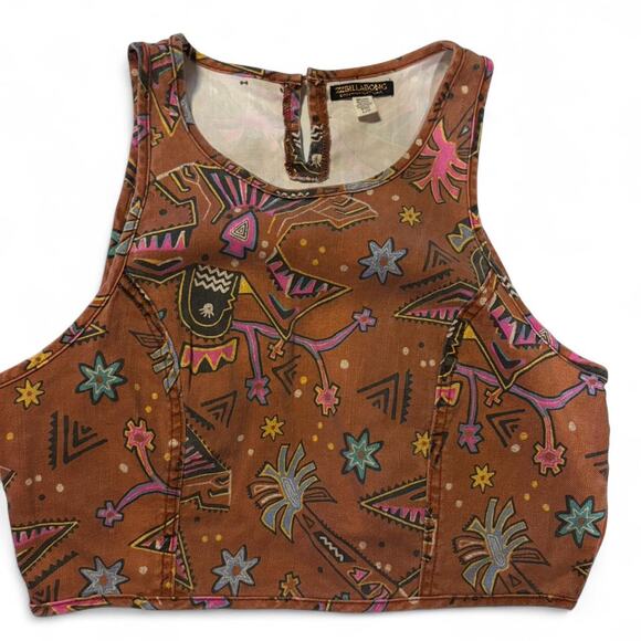 Brown and pink retro Billabong halter crop L - Picture 1 of 5